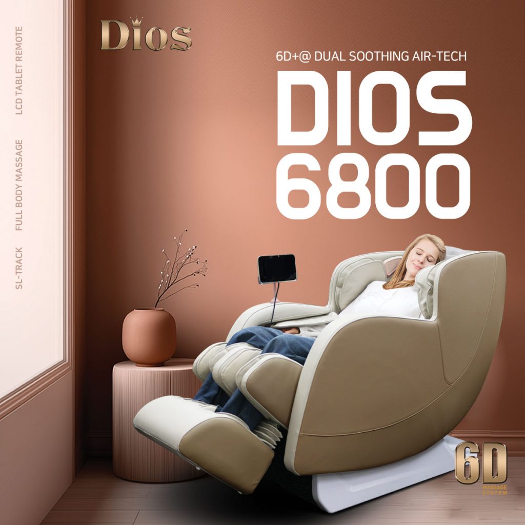 Dios Massage Chair 6D Dual Core Air Roller SL-track Dios-6800 Black/Gray