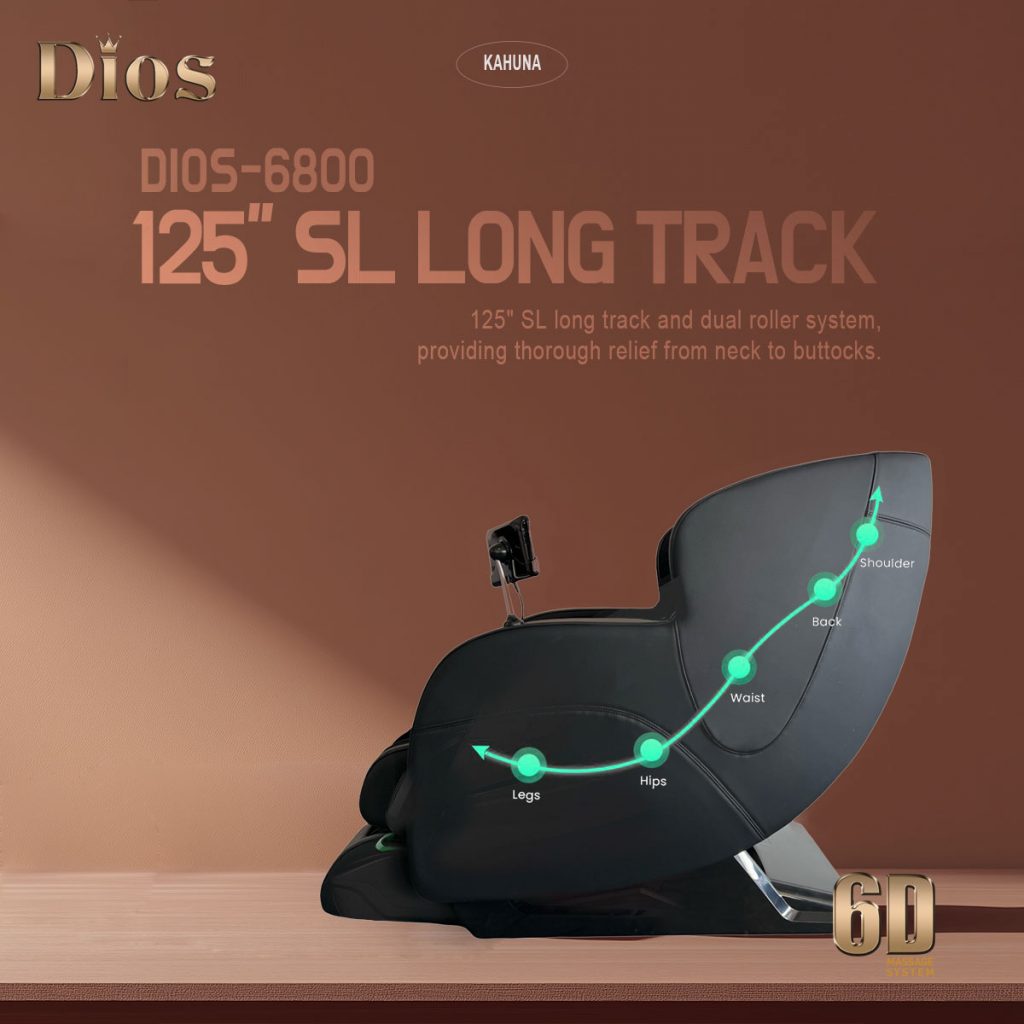 Dios Massage Chair 6D Dual Core Air Roller SL-track Dios-6800 Black/Gray