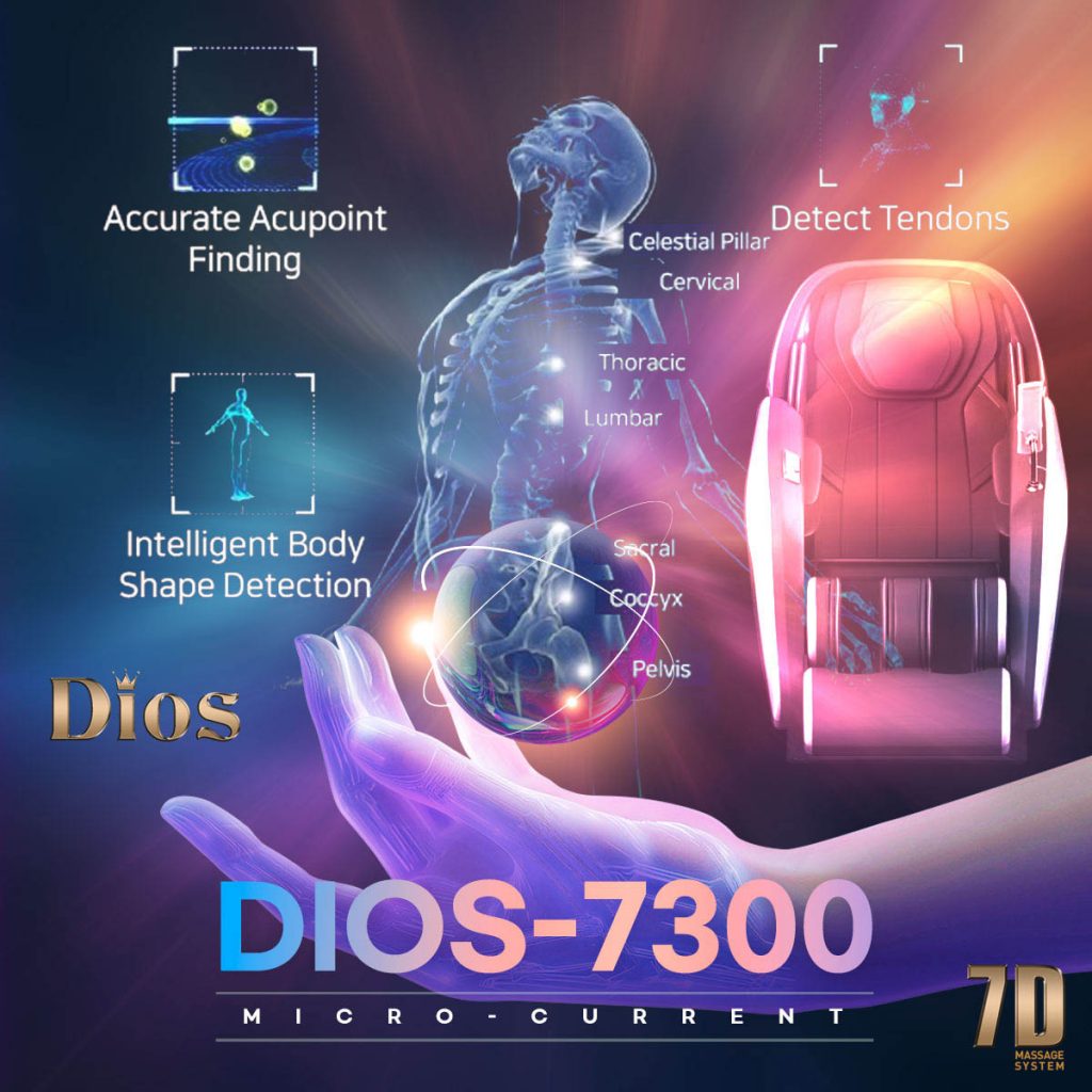 Dios Massage Chair 7D Dual Core Air Roller SL-track with 3D Calf Kneading Dios-7300 Black