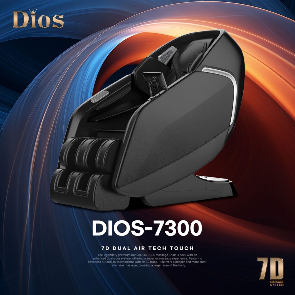 Dios Massage Chair 7D Dual Core Air Roller SL-track with 3D Calf Kneading Dios-7300 Black