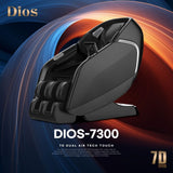 Dios Massage Chair 7D Dual Core Air Roller SL-track with 3D Calf Kneading Dios-7300 Black