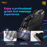 Dios Massage Chair 8D AI Dual Air Tech Touch Roller SL-track with Brain Relaxation Program Dios-1288 Grey